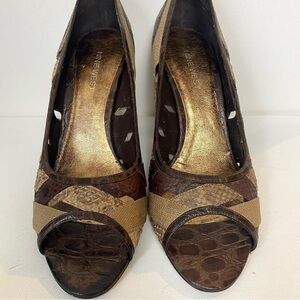 Nine West Open Toe Brown Tan Stiletto Pumps Sz 10M